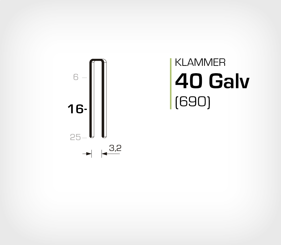 Klammer 40/16 Elförzinkad Galv (690-16)